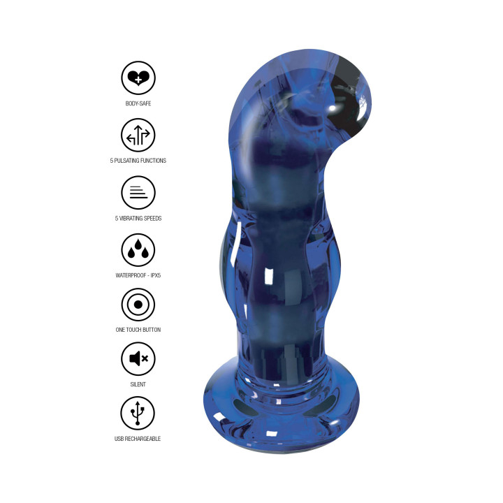 ToyJoy Buttocks Gleaming Vibrating Glass Plug