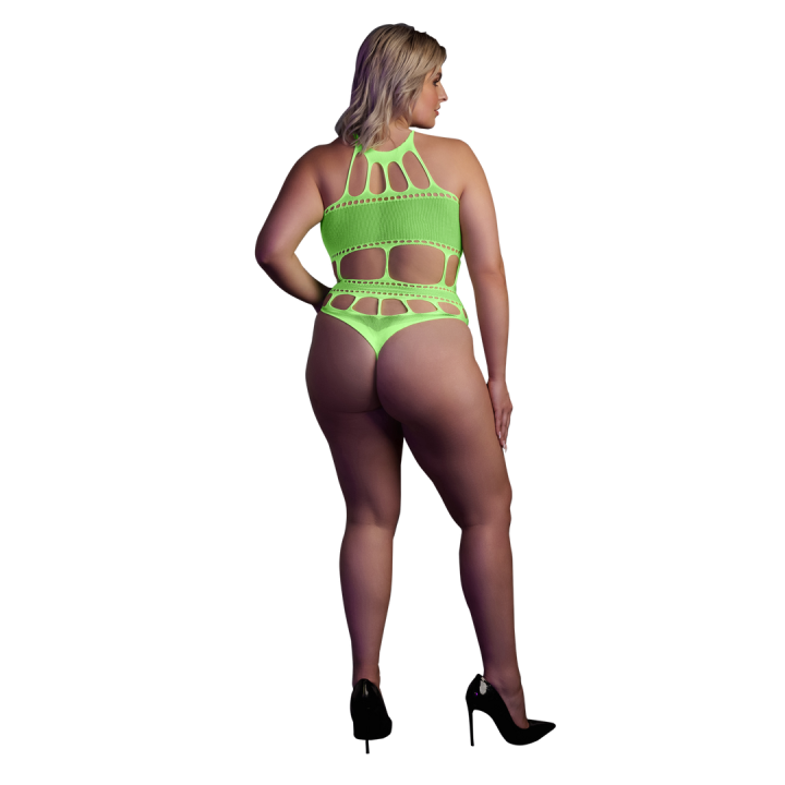 Body with Grecian Neckline - Plus Size - Neon Green