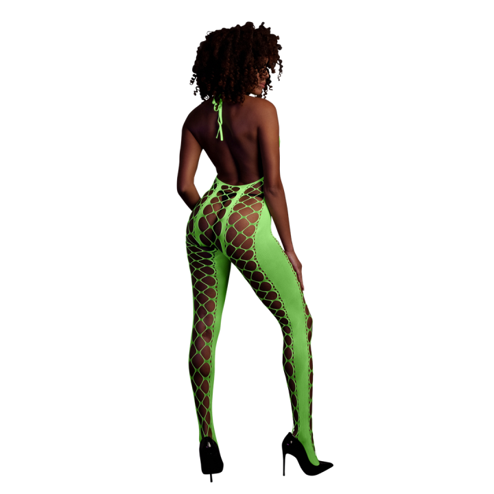 Bodystocking with Halterneck - One Size - Neon Green