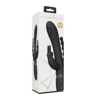 Rini - Pulse Wave  Vibrating Double Penetration Rabbit - Black