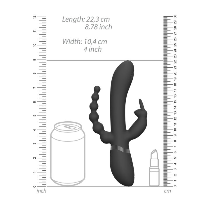 Rini - Pulse Wave  Vibrating Double Penetration Rabbit - Black
