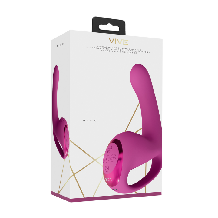 Riko - Triple Motor Thumper with Advanced Finger Motion  Pulse Wave Stimulator - Pink