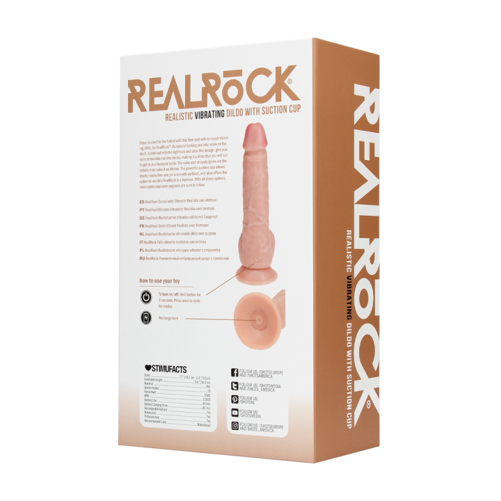 Vibrating Regular Straight Cock with Balls - 7 / 18 cm - Flesh