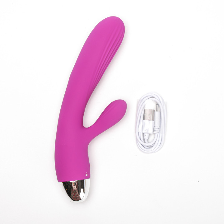 Velvet Touch wibrator silikonowy typ króliczek ładowany usb fioletowy