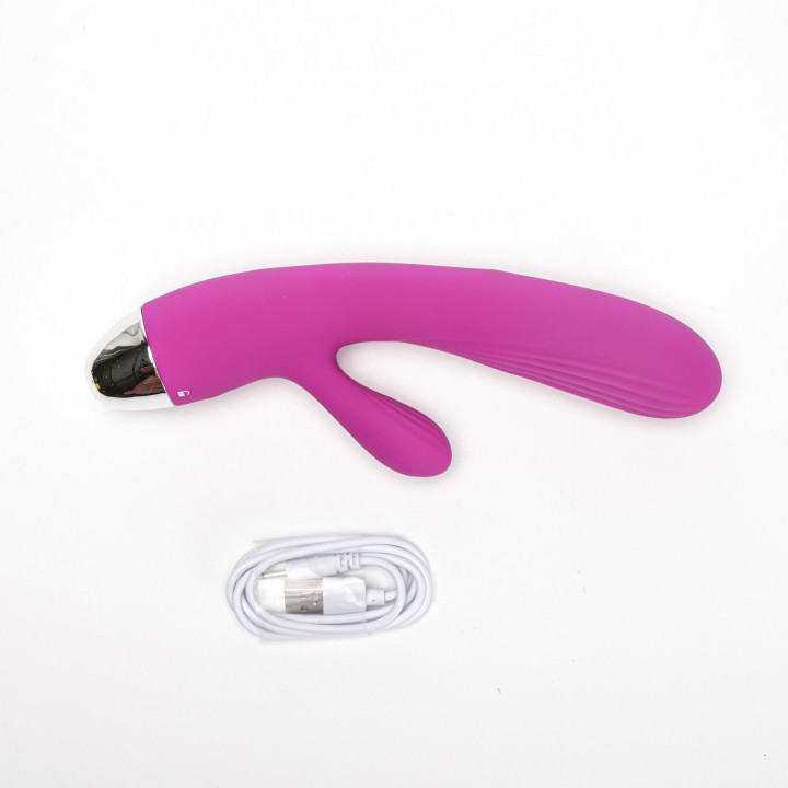 Velvet Touch wibrator silikonowy typ króliczek ładowany usb fioletowy