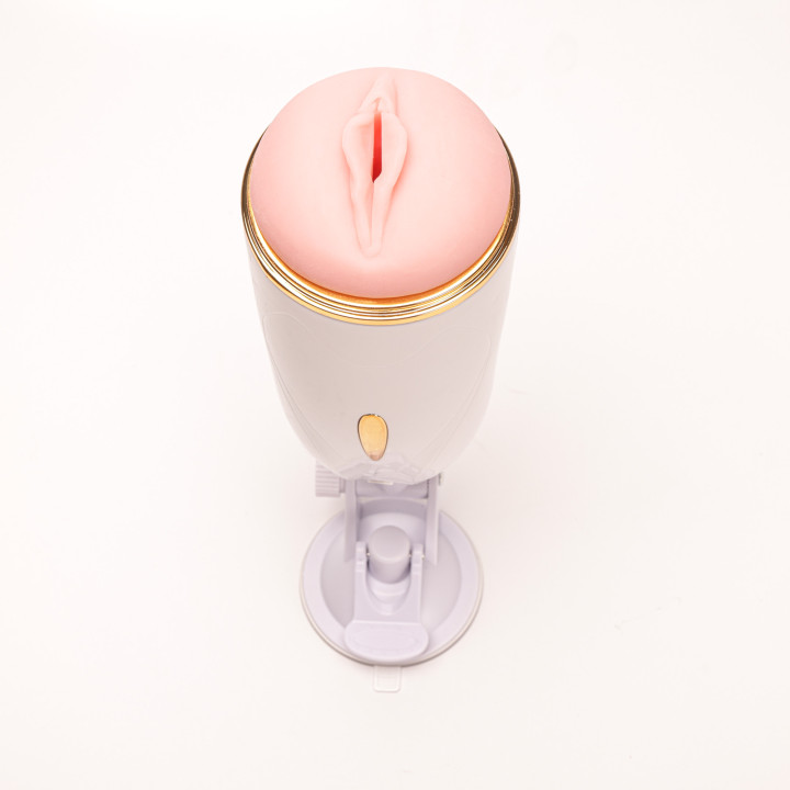 Velvet Touch masturbator z wibracją wagina  cyberskóra ładowany usb biały