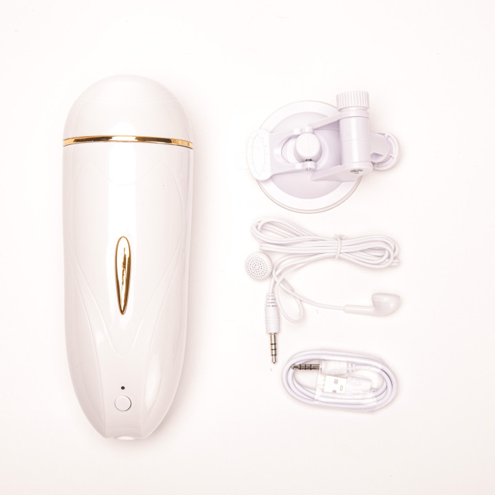 Velvet Touch masturbator z wibracją wagina  cyberskóra ładowany usb biały