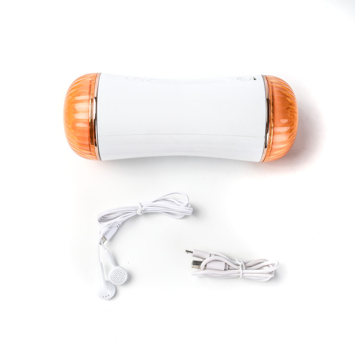 Velvet Touch masturbator z wibracją dwustronny wagina anus  cyberskóra ładowany usb biały
