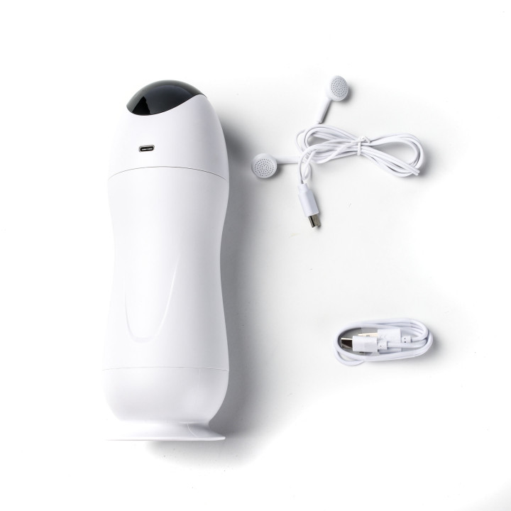Velvet Touch masturbator z wibracją wagina cyberskóra ładowany usb biały