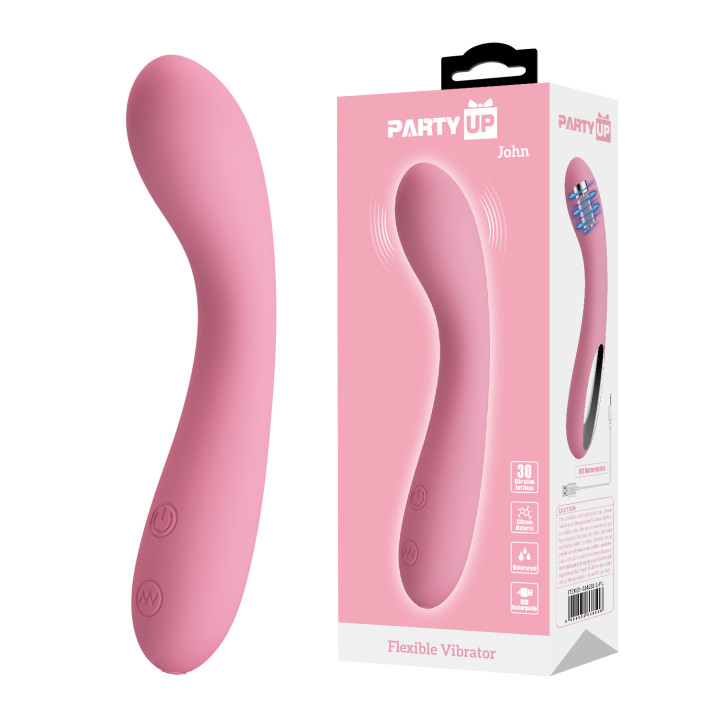 Party Up wibrator silikonowy ładowany usb kolor pudrowy róż John