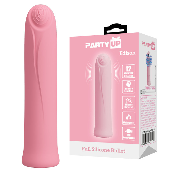 Party Up wibrator mini typ bullet ładowany usb kolor pudrowy róż Edison