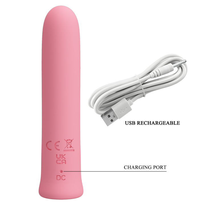 Party Up wibrator mini typ bullet ładowany usb kolor pudrowy róż Edison