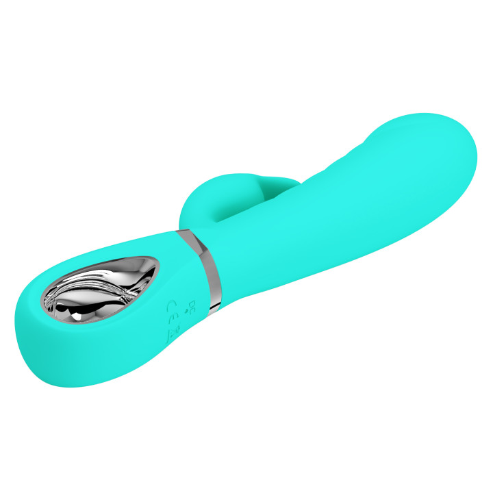 Party Up wibrator silikonowy typ króliczek ładowany usb kolor turkusowy Edward
