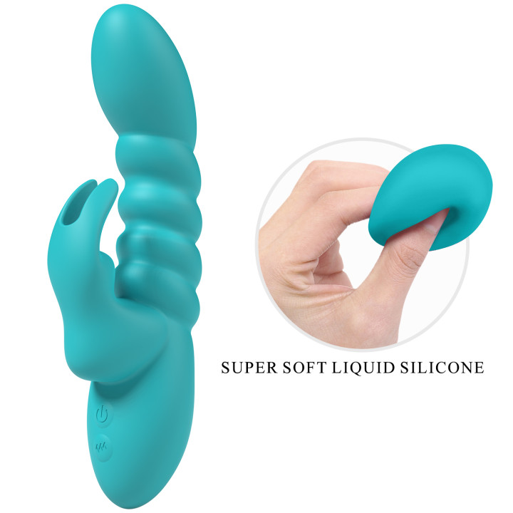Party Up wibrator silikonowy typ króliczek ładowany usb kolor turkusowy Bryunlun