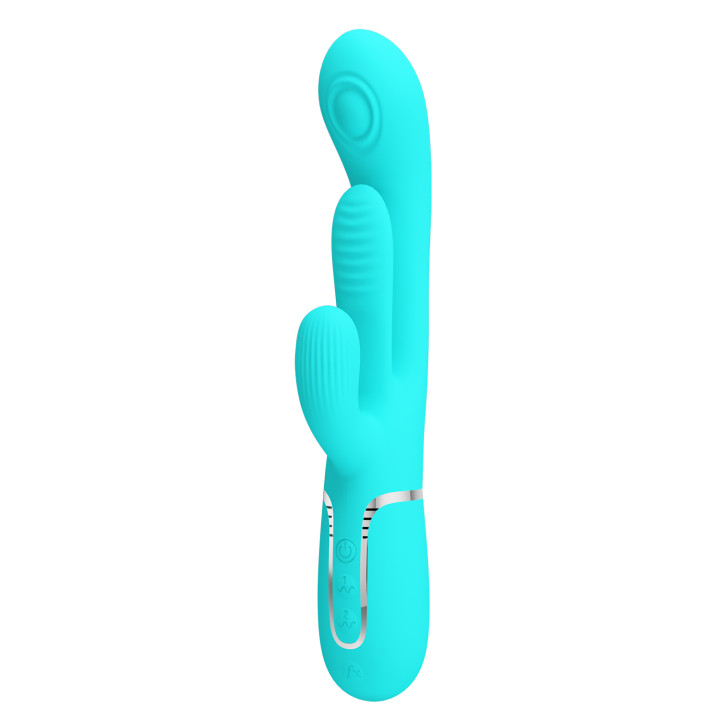 Party Up wibrator silikonowy typ króliczek ładowany usb kolor turkusowy Andy