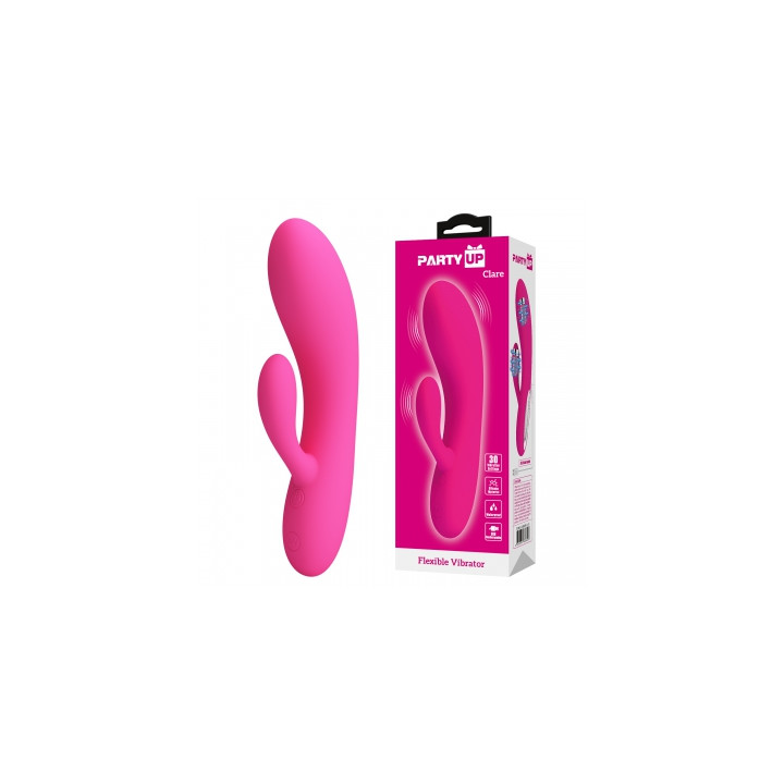 Party Up wibrator slikonowy typ króliczek ładowany usb kolor różowy Clare