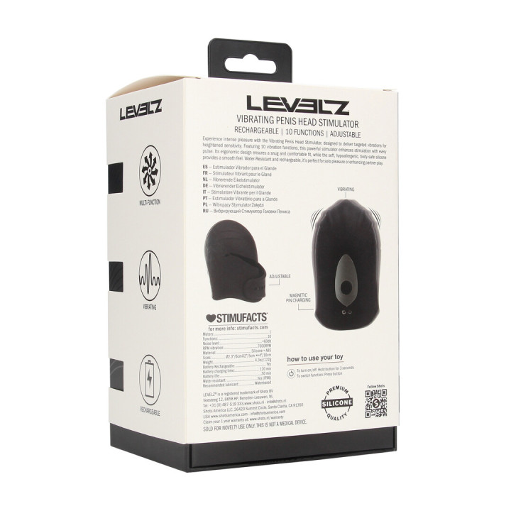 Adjustable Vibrating Silicone Penis Head Stimulator - Black