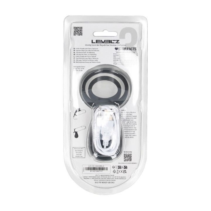 Vibrating Cock and Ball Ring with Paw Stimulator - Black