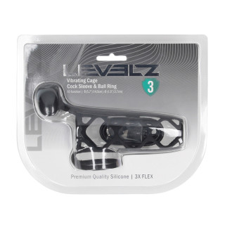 Vibrating Cage Silicone Cock Sleeve and Ball Ring - Black