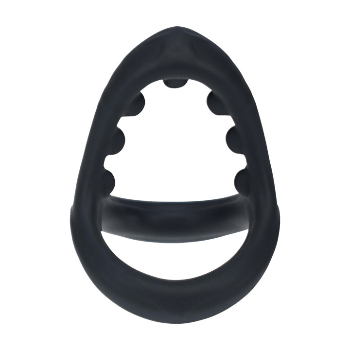 Soft Bead Grip Silicone Cock and Ball Ring - Black