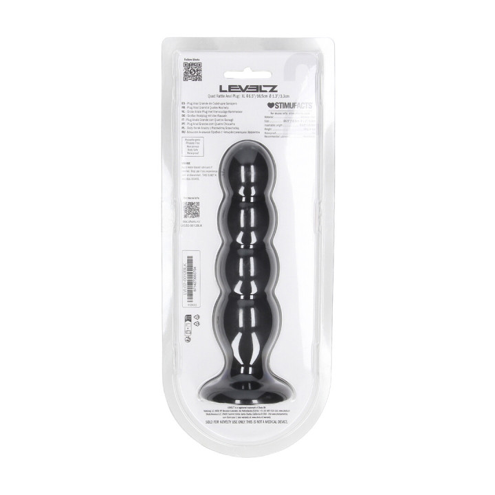 Quad Rattle Liquid Silicone Anal Plug - XL - Black