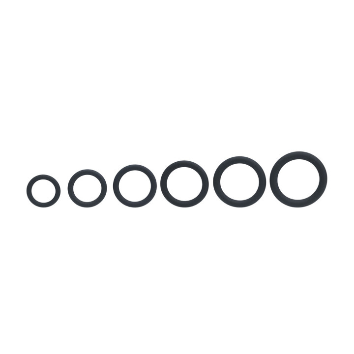 Classic Silicone Cockring Set of 6 - Black