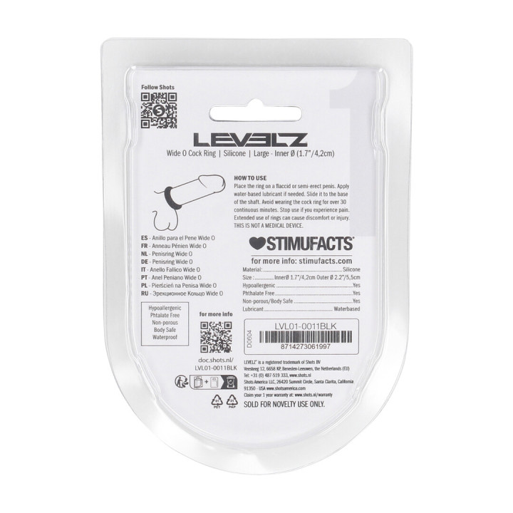 Wide O Silicone Cockring - L - 42mm - Black