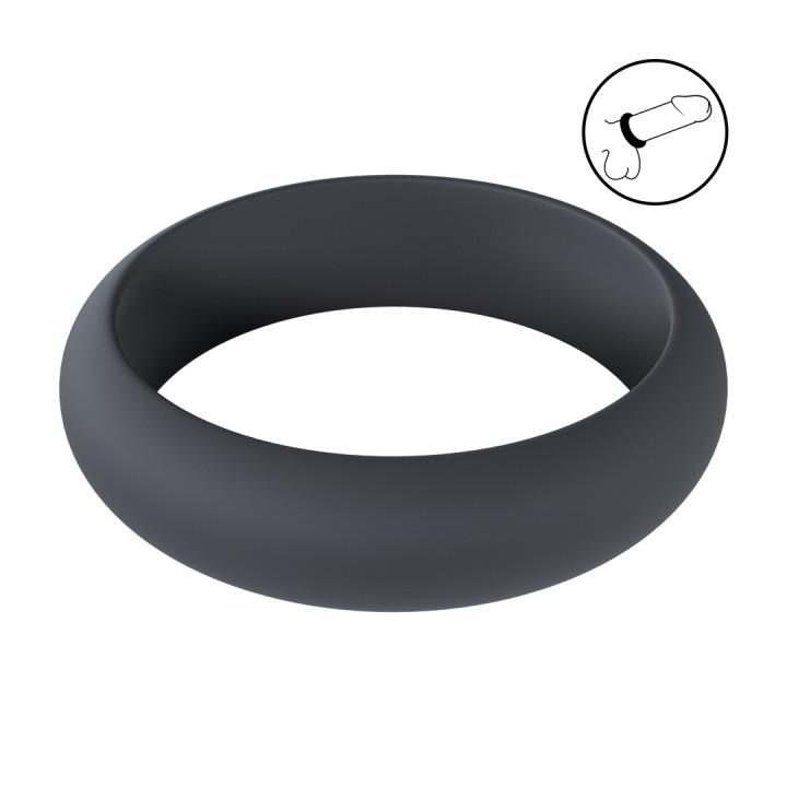 Wide O Silicone Cockring - L - 42mm - Black