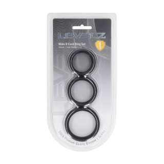 Wide O Silicone Cockring Set of 3 - S/M/L - Black