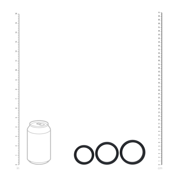 Wide O Silicone Cockring Set of 3 - L/XL/XXL - Black
