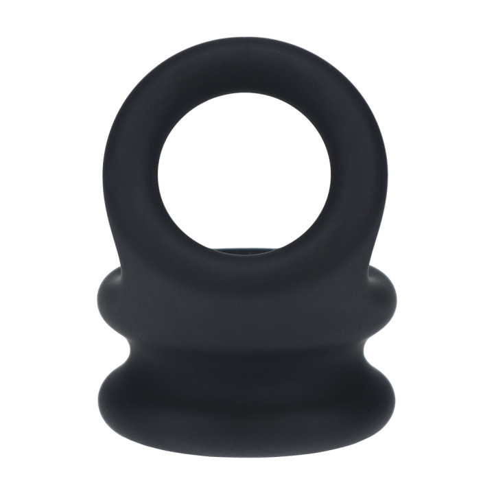 Wide Double O Silicone Cockring - M - Black