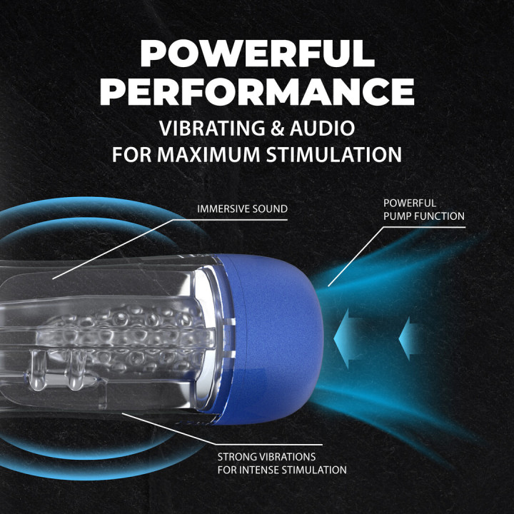 SonicPull - Suction and Vibration Masturbator Pump - Multimedia Enhanced - Metallic Blue