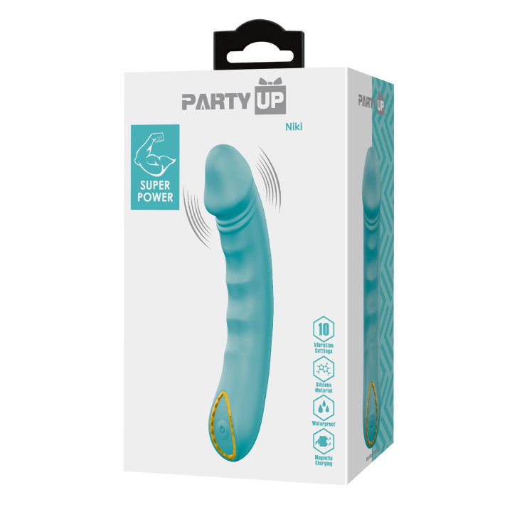 Party Up wibrator mini ładowany magnetycznie kolor turkusowy Niki