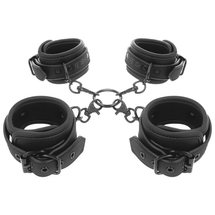 FETISH SUBMISSIVE - SET OF HAND AND ANKLE HANDCUFFS WITH NOPRENE LINING