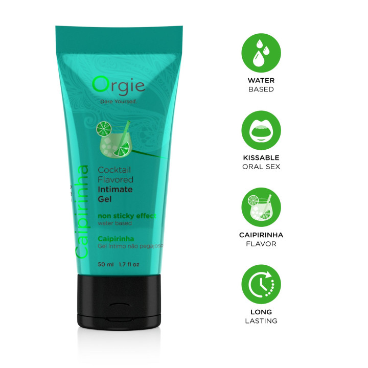 Orgie Lube Tube Cocktail Caipirinha Water-Based Kissable Intimate Gel 50ml