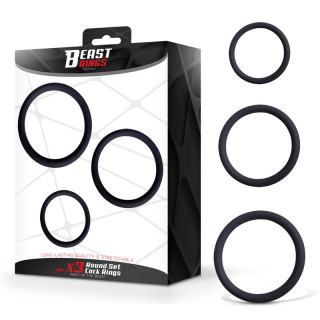 Set of 3 Penis Rings Silicone S, M and L